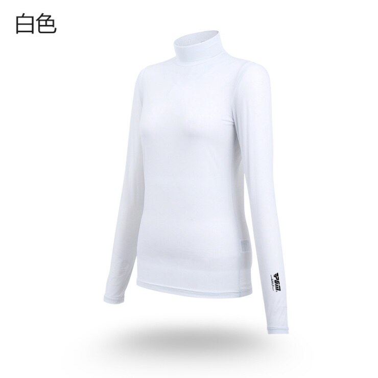 PGM Golf Lady Ice Silk Bottoming Shirt Summer Sunscreen Women Long Sleeve T-shirt Cool Cotton Clothes Breathable YF001: white / S