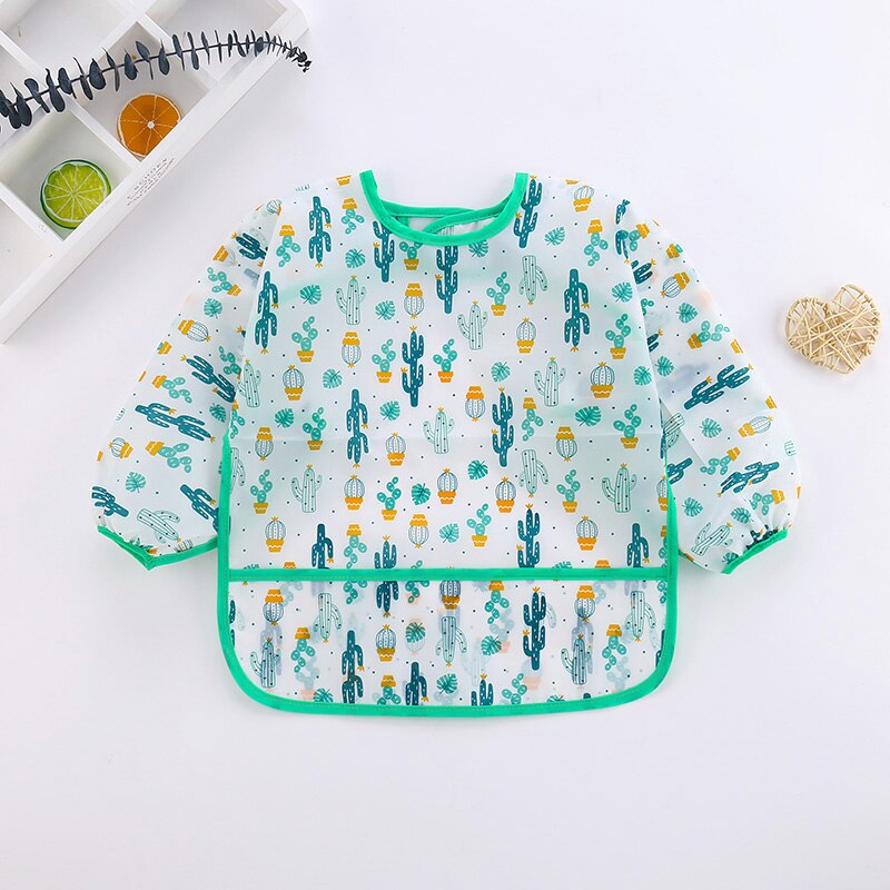 Pudcoco Newest Baby Kids Toddler Long Sleeve Waterproof Art Smock Feeding Bib Apron Pocket: 1 / 4 to 6 Years
