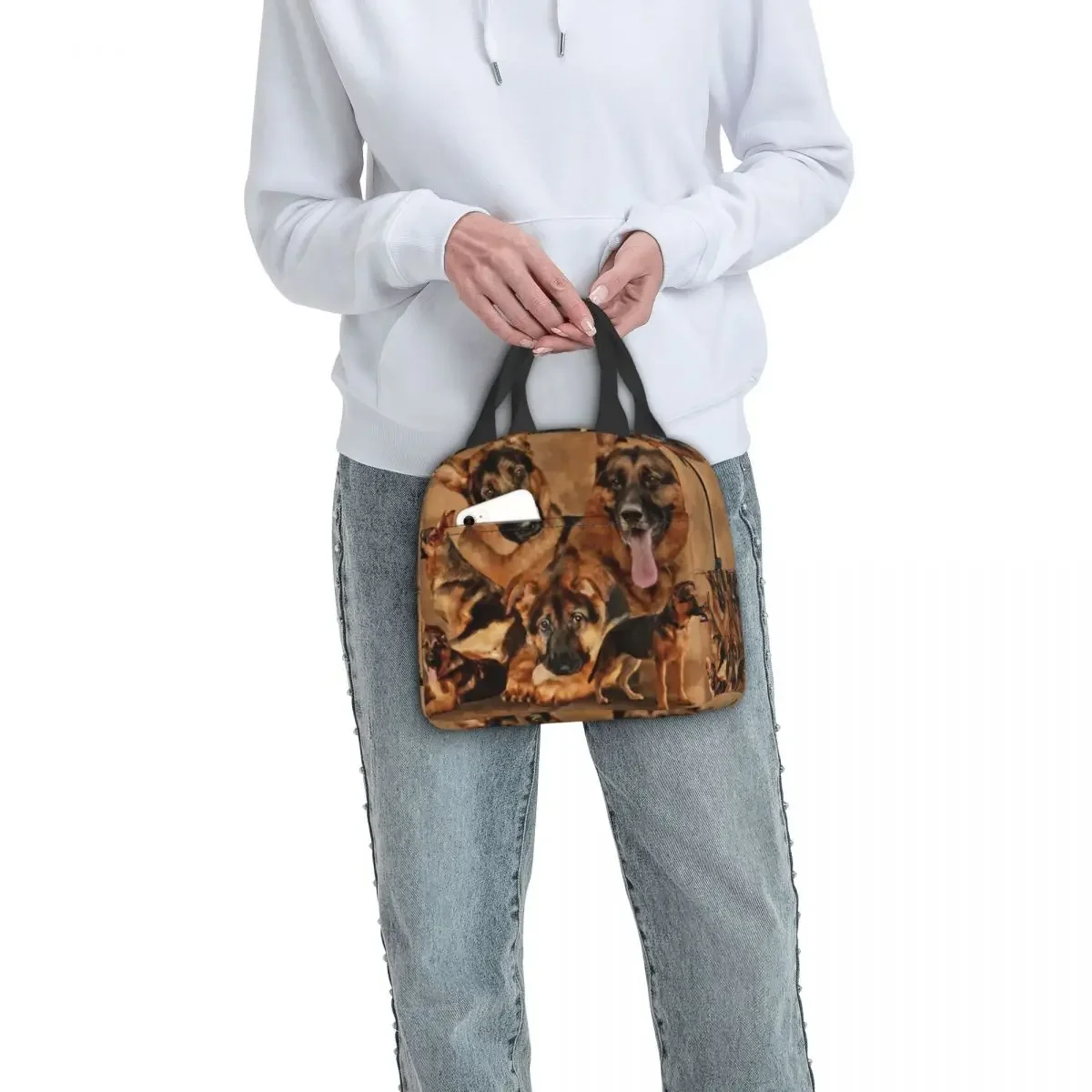 Fiambrera Kawaii de perro pastor alemán para mujer, amante de las mascotas, refrigerador térmico, bolsa de almuerzo con aislamiento para alimentos, escuela, niños y estudiantes