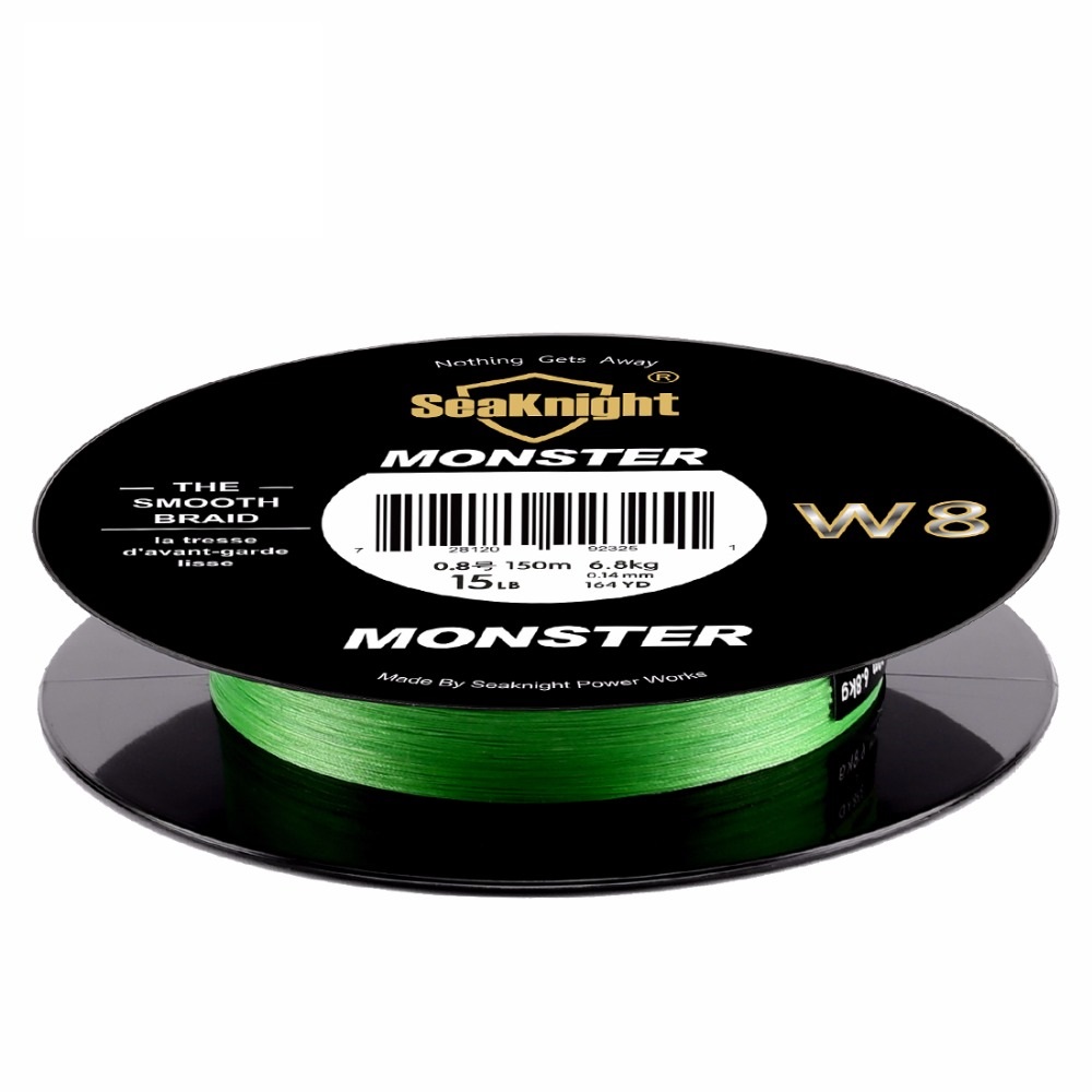 Monster- W8 150 Mt Geflochtene Angelschnur 8 Stränge Spinnt Super Dünne 0,8 # PE Multifilament Schwimmleine 15LB 6,8 KG 0,14mm