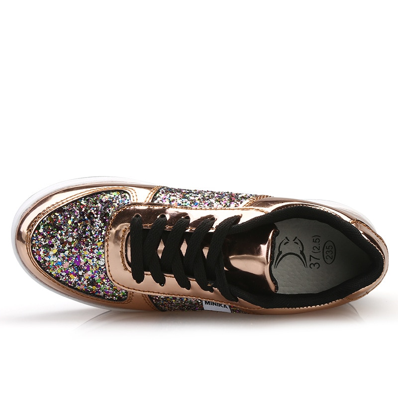 Pu glitter kvinder toning sko skinner vægt tabe swing sko tykke såler højde stigende kvinder sneakers