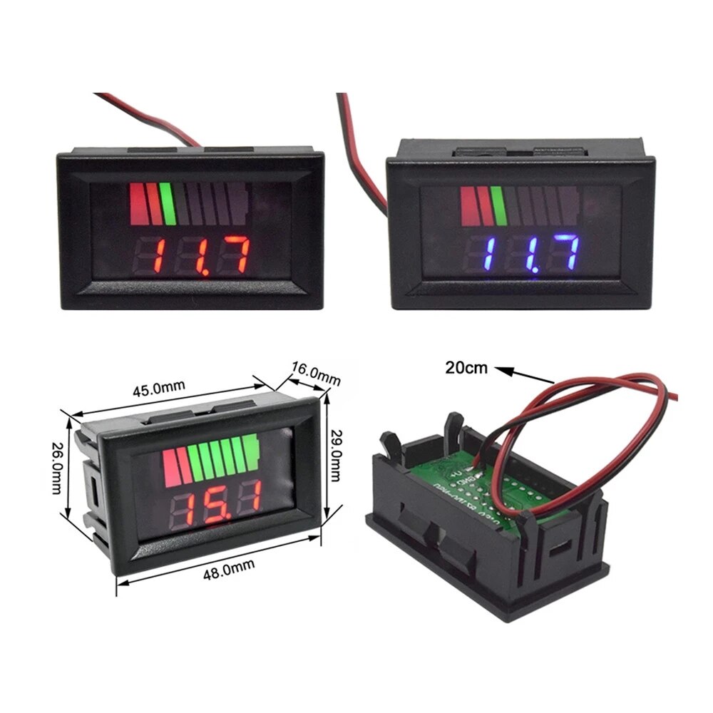 Auto Batterij Niveau Indicator 12V 24V 36V 48V 60V 72V Lithium Batterij Capaciteit meter Test Display Led Tester Voltmeter