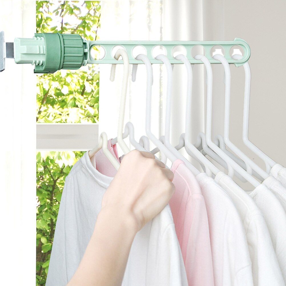Indoor 8 Holes Clothes Window Hanger Frame Drying Rack Balcony Laundry Hanging for Home Practical Organizers Laundry Dryer