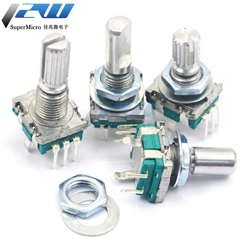 5PCS/LOT 20 Position 360 Degree Rotary Encoder EC11 w Push Button 5Pin Handle Long 15/20MM With A Built In Push Button Switch