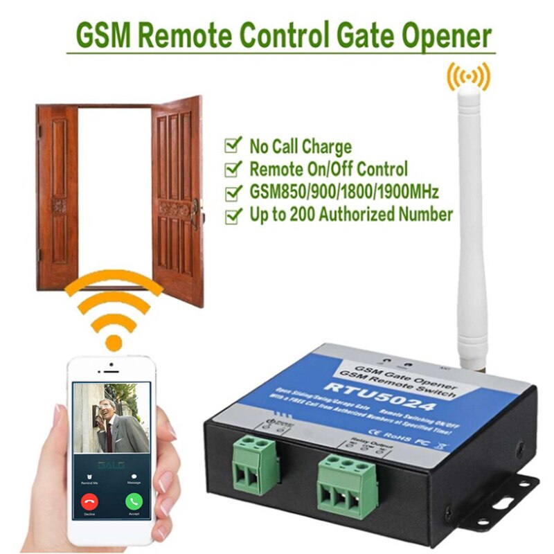 GSM Gate Opener Relay Switch Remote Access Control Wireless Door Opener By Free Call GALO Opener RTU5024