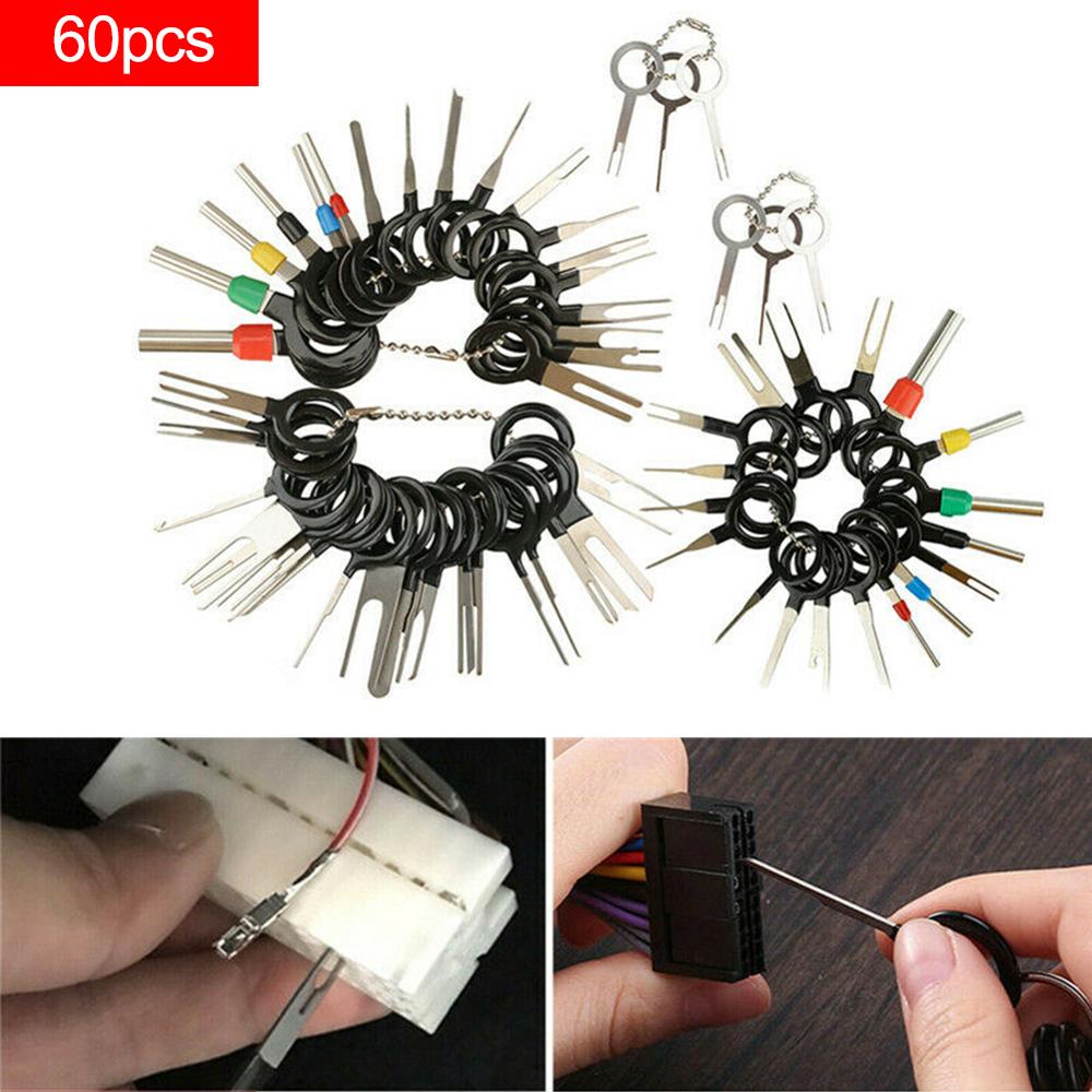 60pcs Car Plug Terminal Removal Tool Pin Needle Retractor Pick Electrical Wire Puller Hand Tools Kit