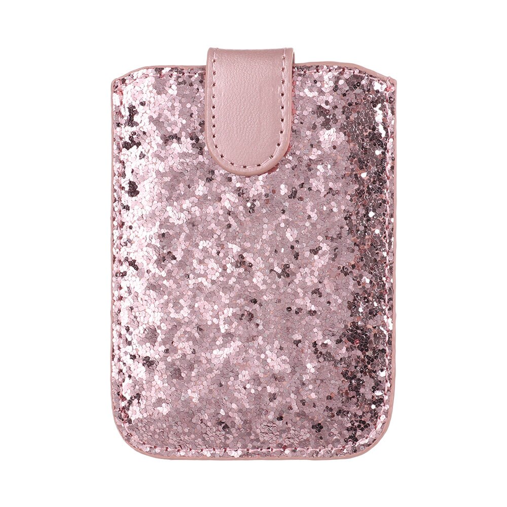 Porte-cartes de crédit à paillettes, blocage RFID, 5 manches de carte, autocollant, étui de portefeuille universel pour téléphone portable, 1 pièce: Rose Red