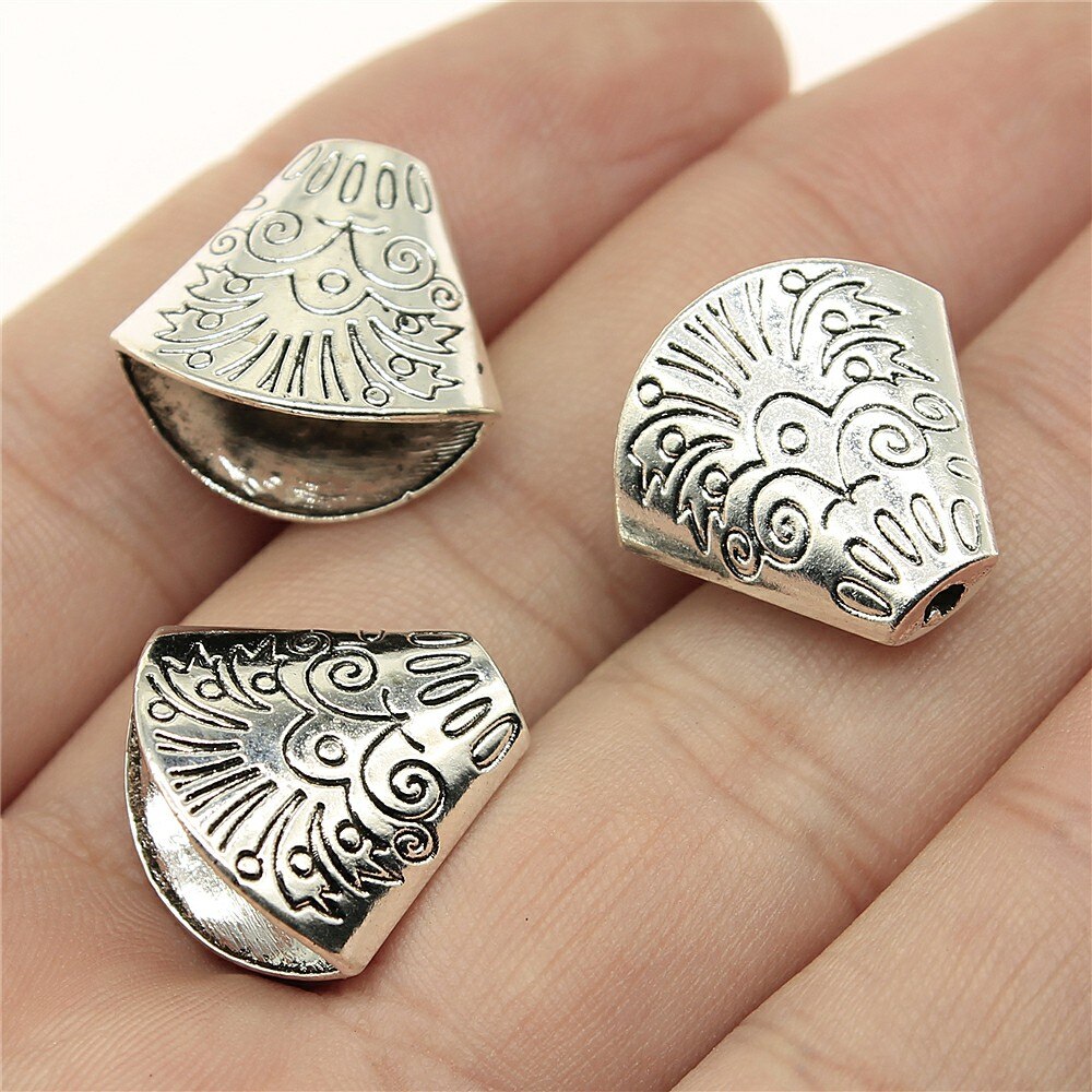 WYSIWYG 4pcs 18x19x10mm Charme Quaste End Caps Perlen Schmuck Erkenntnisse Quaste End Kappen für Schmuck: Antique Silver