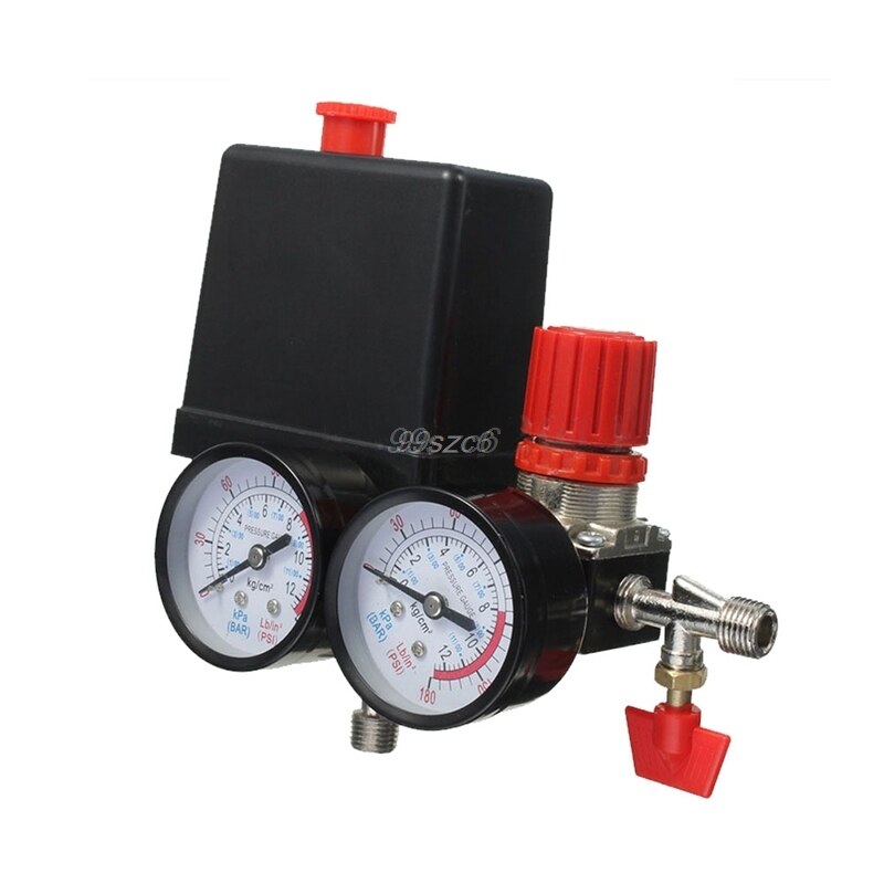 Air Compressor Pressure Valve Switch Manifold Relief Regulator Gauges 120PSI 1Pc