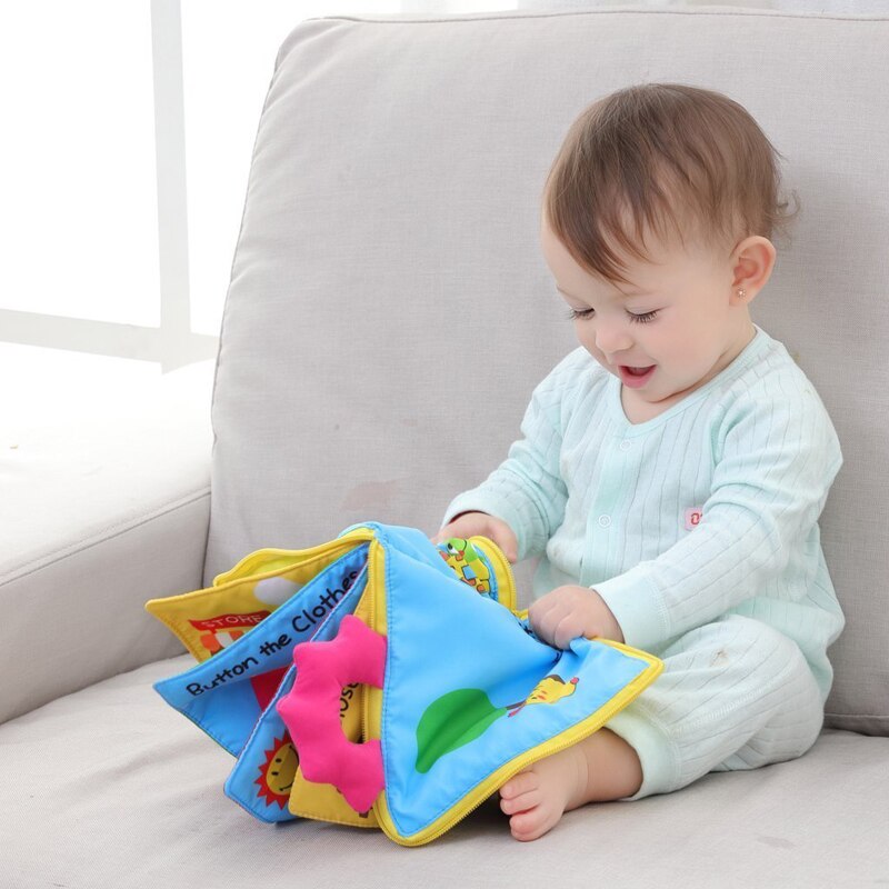 12 pagine giocattoli educativi per bambini neonati caldi bambini sviluppo precoce libri di stoffa cartone animato apprendimento degli animali libri di attività spiegabili