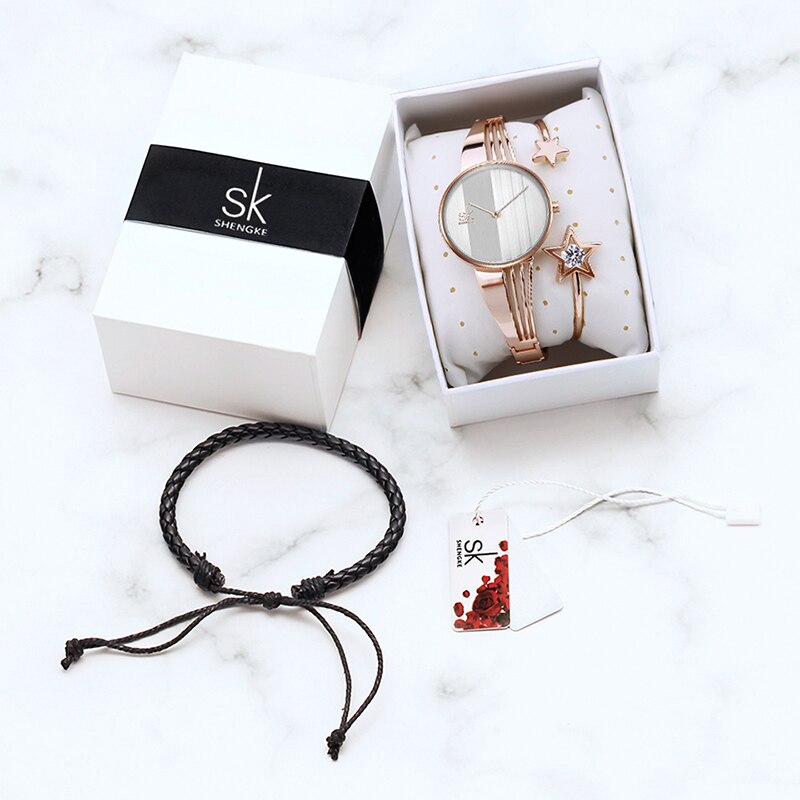 Shengke Mode Vrouwen Horloges Rose Gold Dames Armband Horloges Reloj Mujer SK Quartz Horloges Voor Vrouwen # k0062