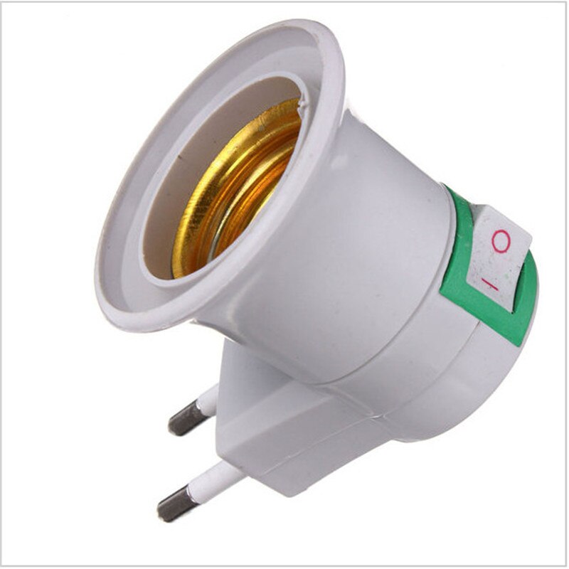 1Pcs E27 LED light Male Sochet Base type to AC Power 220V EU Plug lamp Holder Bulb Adapter Converter + ON/OFF Button Switch