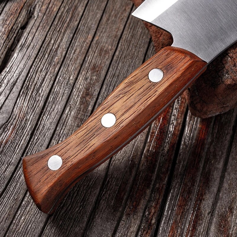 Forged stainless steel small kitchen knife with wooden handle Chopping knife Sharp blade Meat cleaver Kitchen cooking knife
