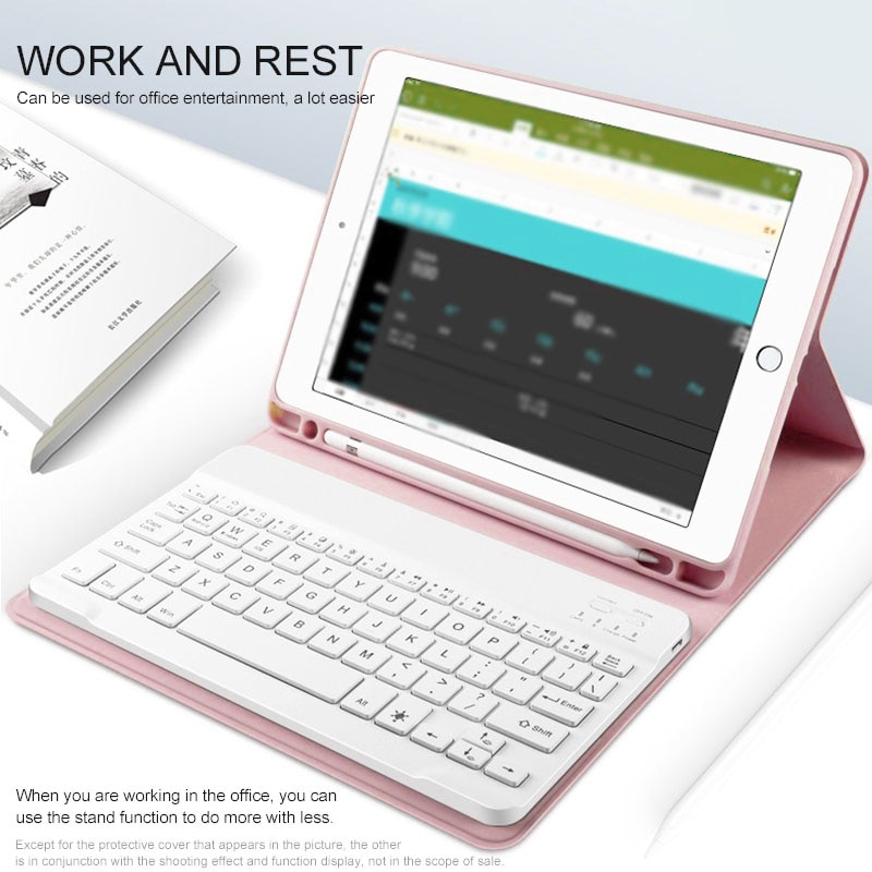 Voor iPad 10.2 Draagbare Draadloze Bluetooth Toetsenbord + PU lederen Magnetische Keyboard Case Cover Tablet Toetsenbord met Case Cover