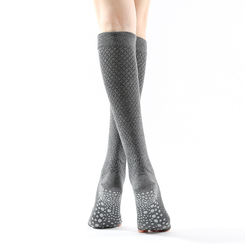 Vrouwen yoga danssokken vijf open tenen lange buis kniehoog antislip houd warm in de herfst herfst winter