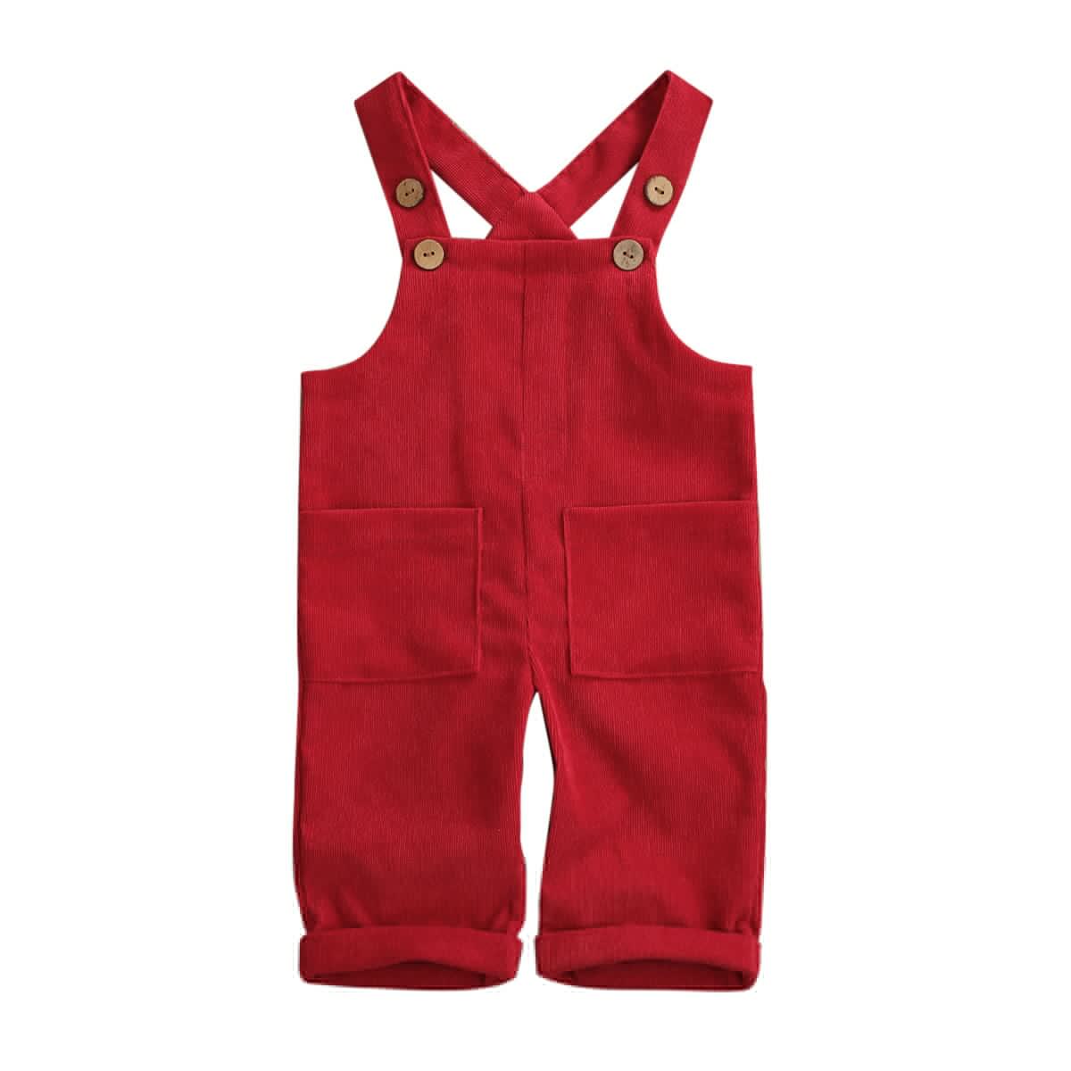 Au småbørn barn baby dreng pige fløjlsbukser jumpsuit smækbukser overalls tøj 0-5t: Rød / 2t
