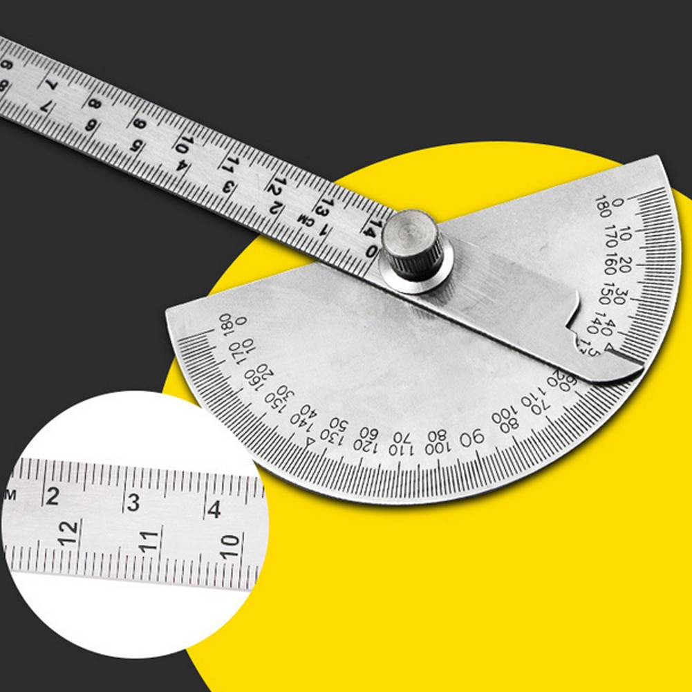14.5cm 180 Degree Adjustable Protractor multifunction stainless steel roundhead angle ruler mathematics measuring tool Nice