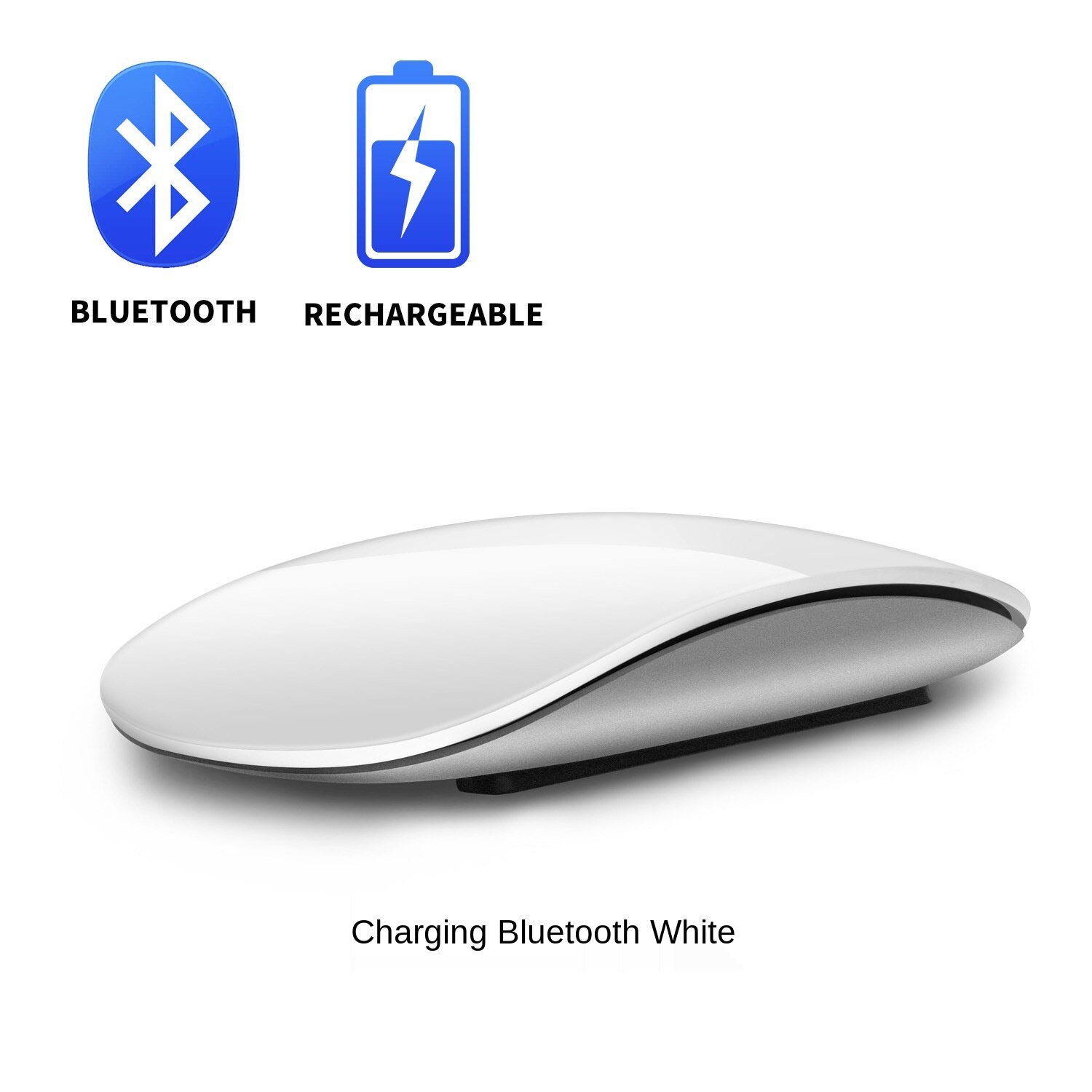 Bluetooth Wireless Arc Touch Magic Mouse Ergonomic Ultra Thin Rechargeable Mouse Optical 1600 DPI Mause For Apple Macbook Mice: Charging white