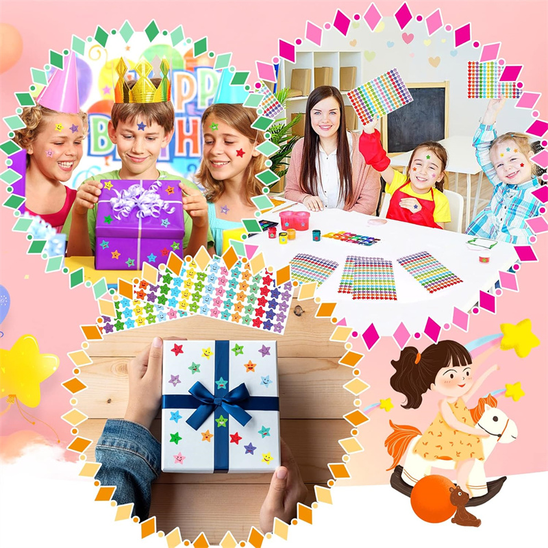 5-20sheets Kids Reward Stickers 15 Happy Smile Face Star Stickers Students Reward Chart Behavior Labels Scrapbook Crafts