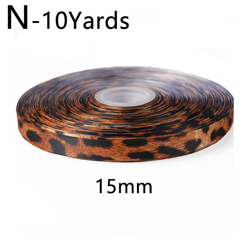 10Yards 10/15/25/40mm Leopard Print Printed Polyester Ribbons Transfer Printed Grosgrain Clothing DIY Handmade Materials
