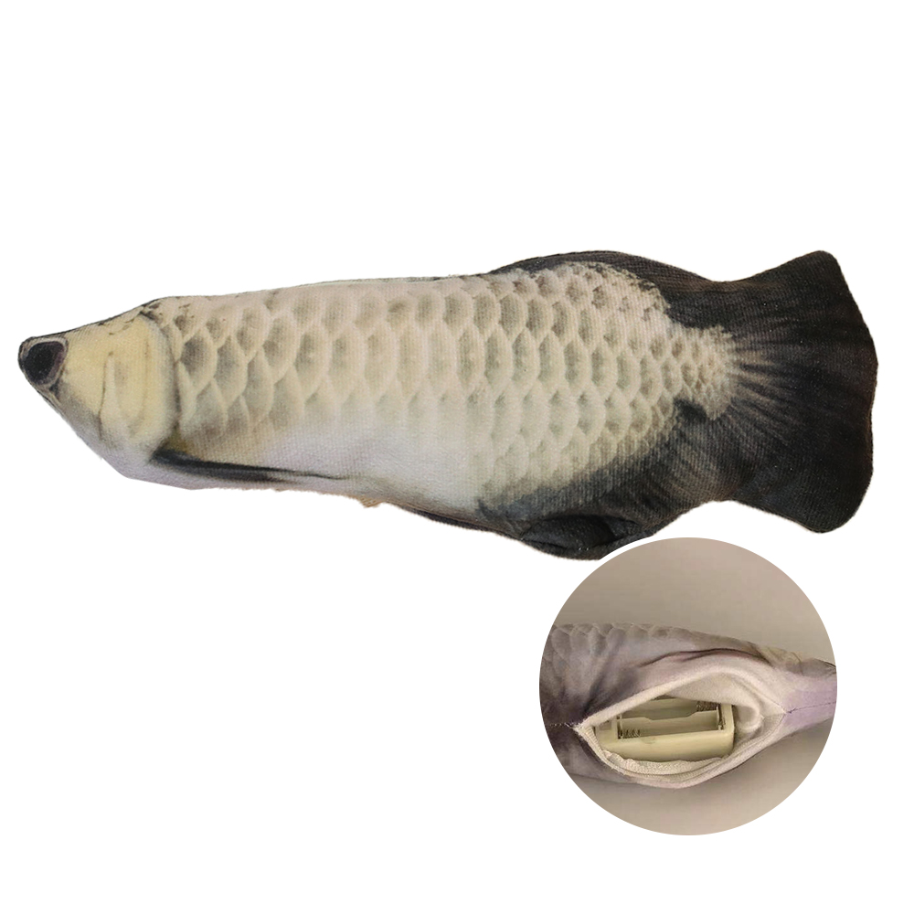 Electronic Cat Toy Cat Fish Toys Cats Chewing Playing Biting Supplies USB Charging Simulation Fish Toy Dropshiping 20/30/40cm: F-34cm  battery