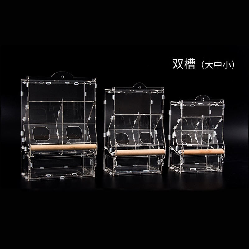 Anti-planer and Anti-scattering Automatic Bird Feeder Trough Starling Acrylic Feeder Automatic Feeder for Parrots and Birds