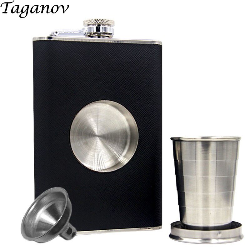 Alcohol Flagon Shot Flask Stainless Steel 8 oz Hip Flask Built-in Collapsible 2 Oz Glass & Funnel Whiskey Wine Pot Barware Drink: Default Title