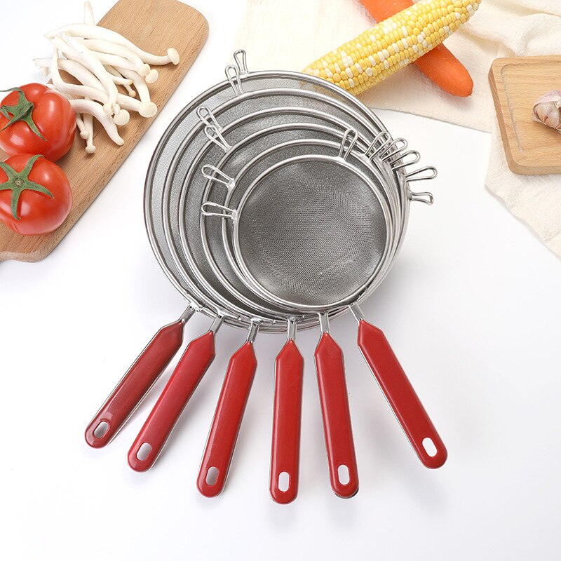 1PCS Stainless Steel Oil Sieve Strainer Soybean Milk Flour Filter Wire Fine Mesh Colanders Double Ears Kitchen Tools