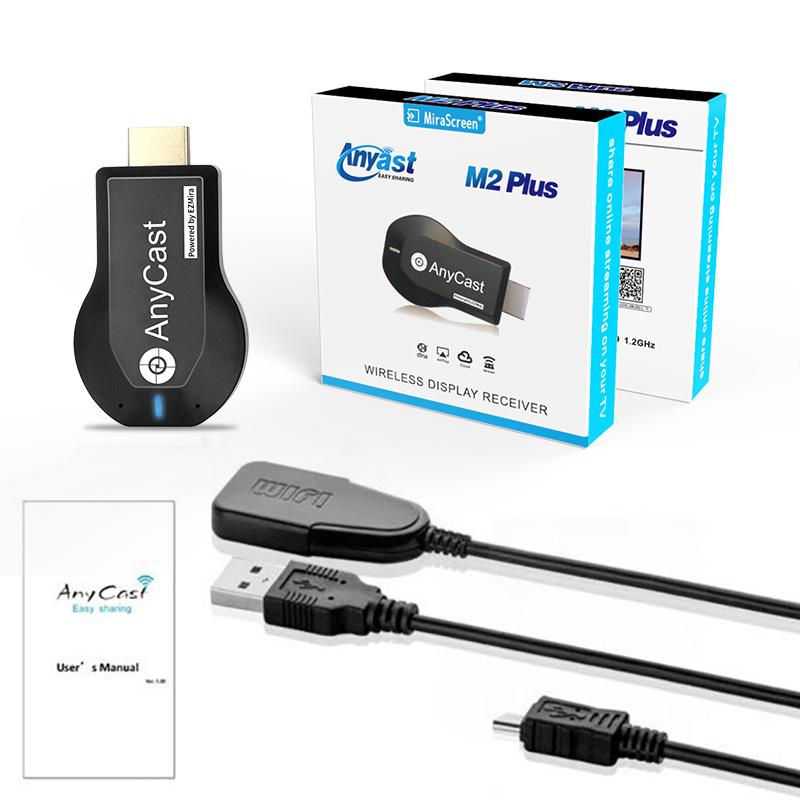 Anycast  m2 plus trådløs hdmi media video wi -fi 1080p display dongle receiver android adapter tv stick dlna airplay miracast