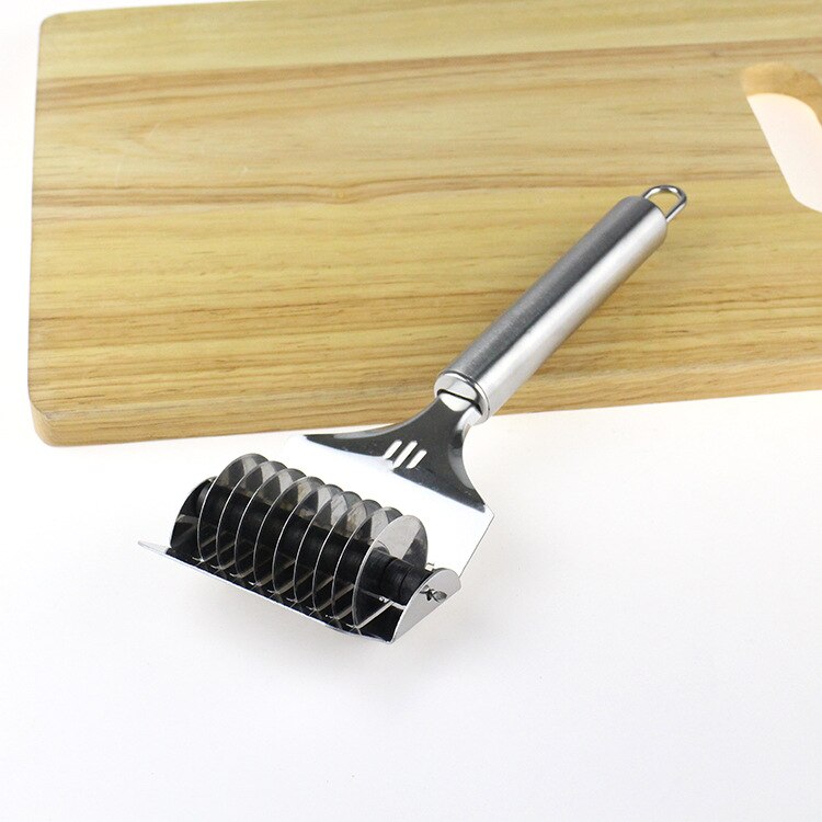 Rustfrit stål hjemme nudler skærer skridsikkert håndtag pastamaskine værktøj rulle manuel skalotteløg sektion dej skærer køkken gadgets