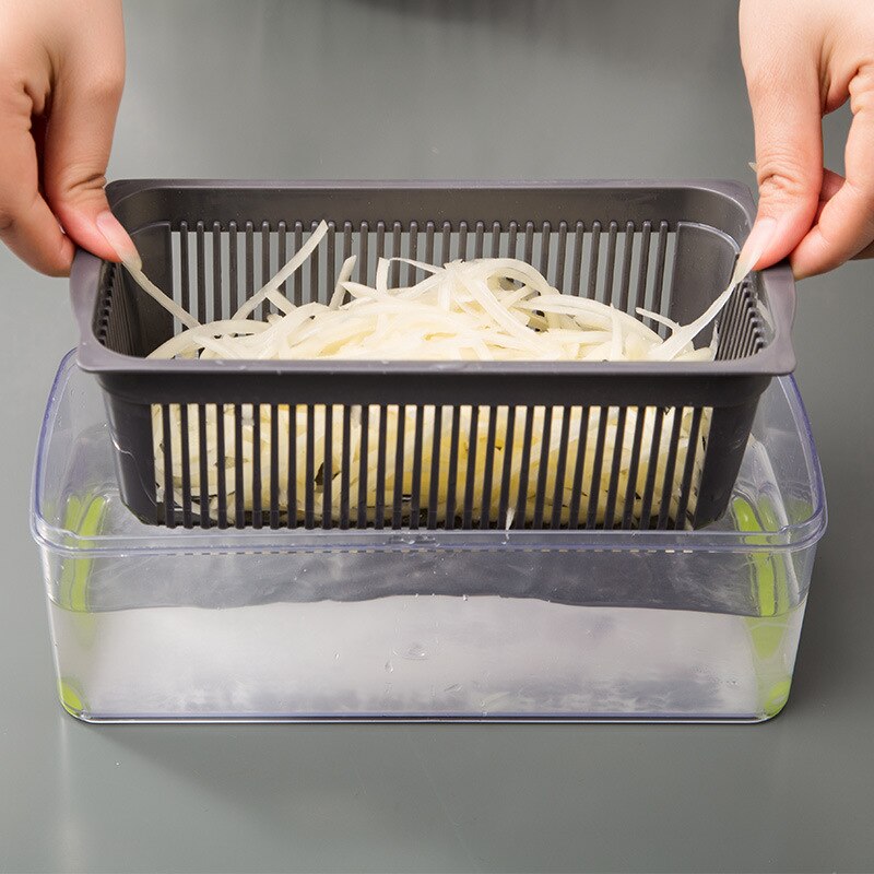 Manual Vegetable Slicer Multifunctional Fruit and Vegetable Cutting Machine Kitchen Practical Food Processor Drain Basket