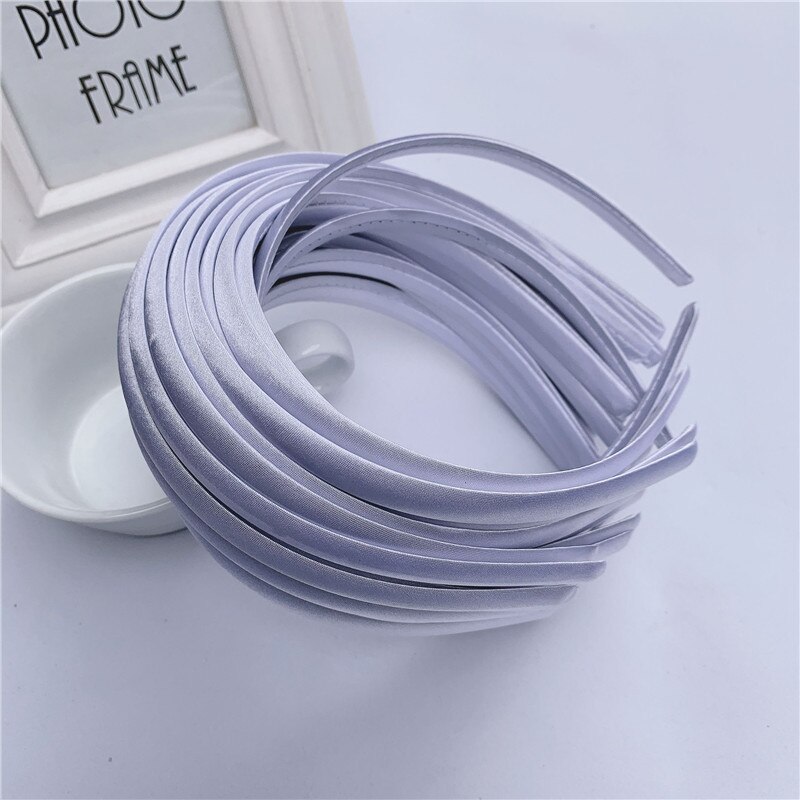 10pcs/lot Satin Covered Headband 12mm Wider Ribbon Hair Hoop Band Base For Hairbands Making Diy Girls Bow Hairwear Accessories: White