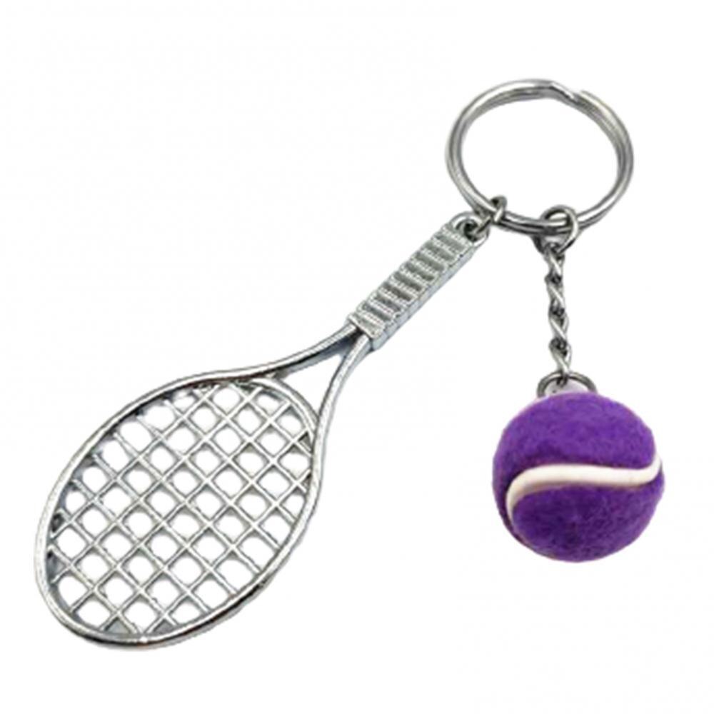 Keychain Anhänger Schlüssel 2Stck Sport Fan Mini Tennis Tasche Schlüsselring DIY Handwerk Zubehör: Lila