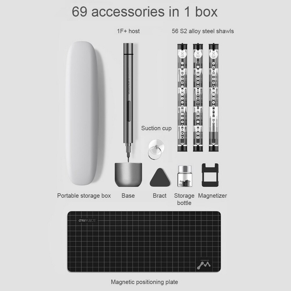WOWSTICK 1F+ USB Cordless Electric Screwdriver Micro 56 Screwdrivers In Total for DIY Tools Kit for Phone Watches Cameras Repair