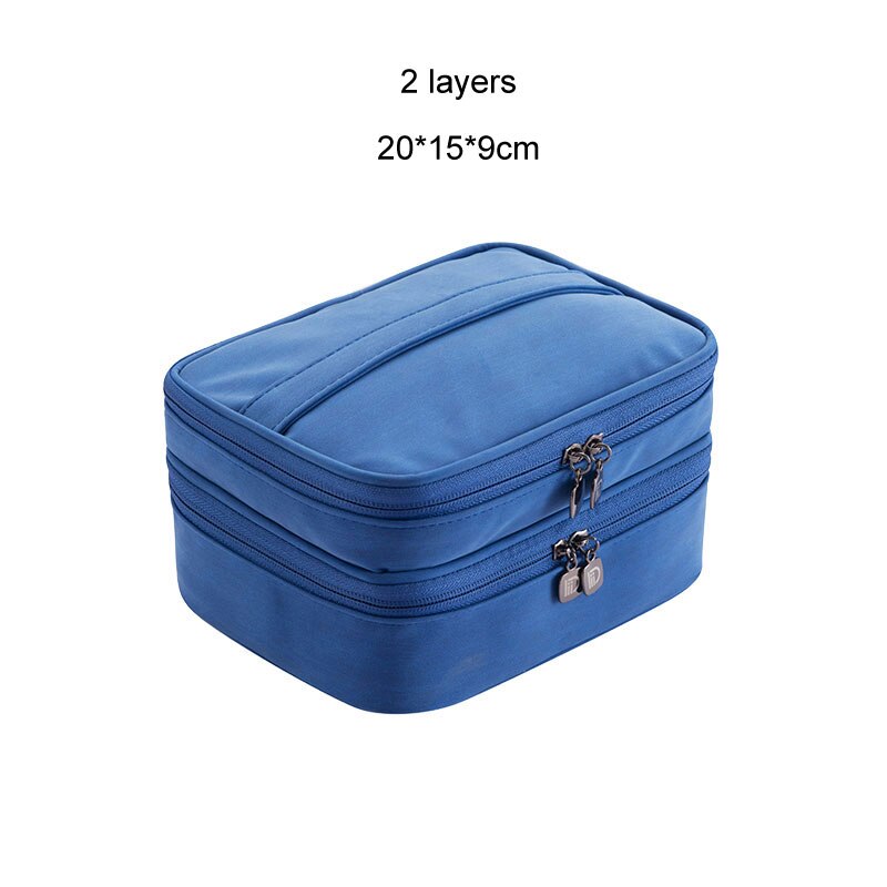 Grand sac cosmétique pour femme Portable sacs numériques organisateur USB Gadgets câbles fils chargeur batterie externe sac de rangement de maquillage: Navy 2 layers