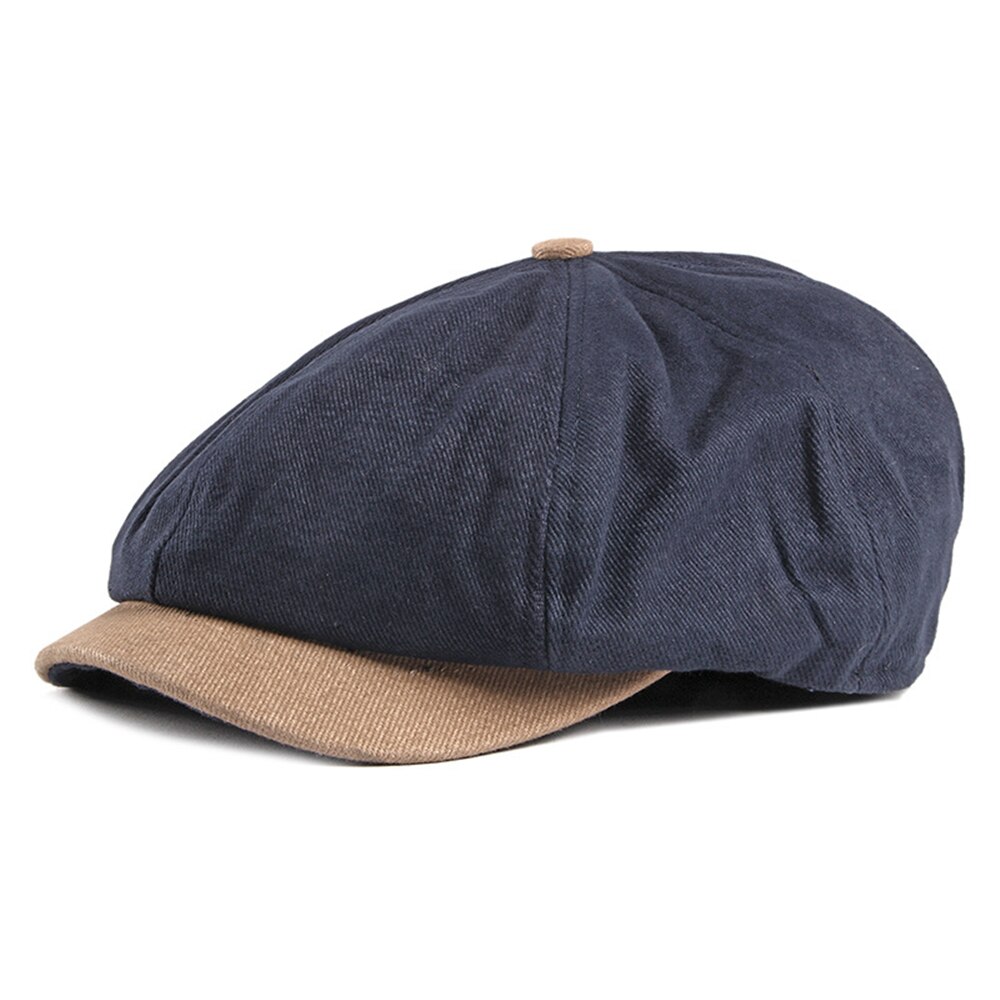 Bonnet de Style britannique en coton pour homme, béret en Patchwork de Style marin, casquette octogonale de printemps et d&#39;été: Navy