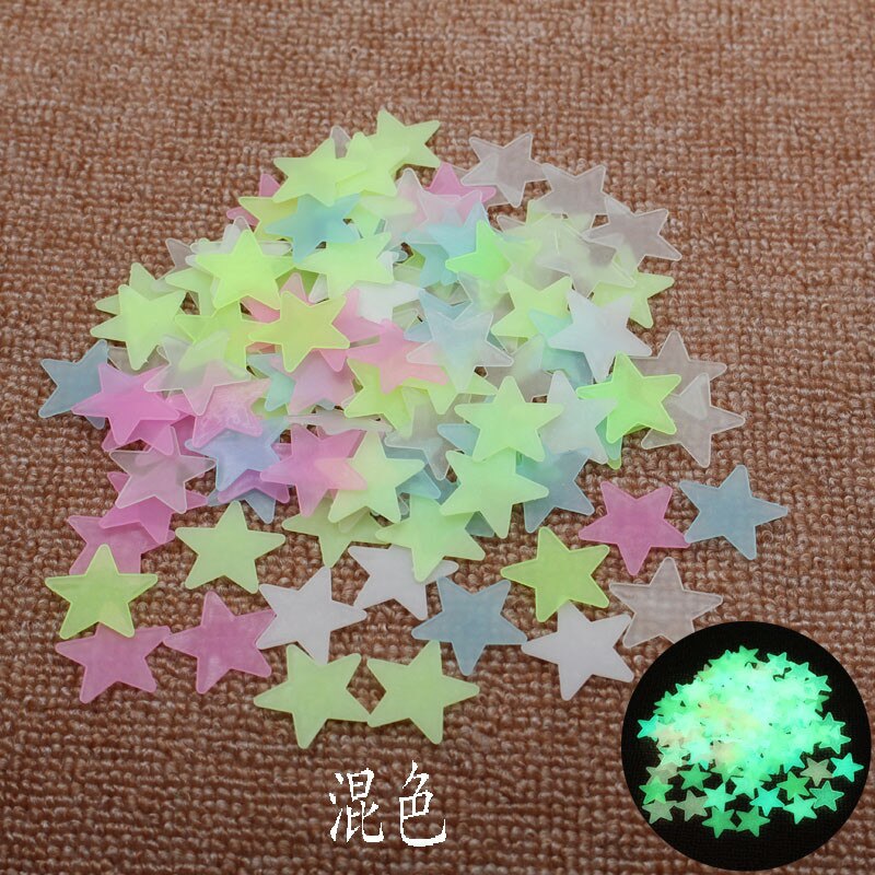 50Pcs Pentagram Lichtgevende 3D Muursticker Ster Lichtgevende Patch Fluorescerende Lichtgevende Muursticker Glow In The Dark Sterren Decals: Picture-01