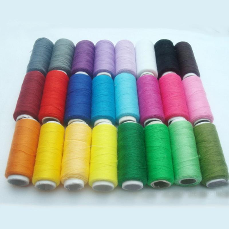 24 kleuren 200 Yard Polyester Borduurwerk Naaigaren Voor Hand Genaaid & Machines Patchwork Naaigaren Naaien Accessoires