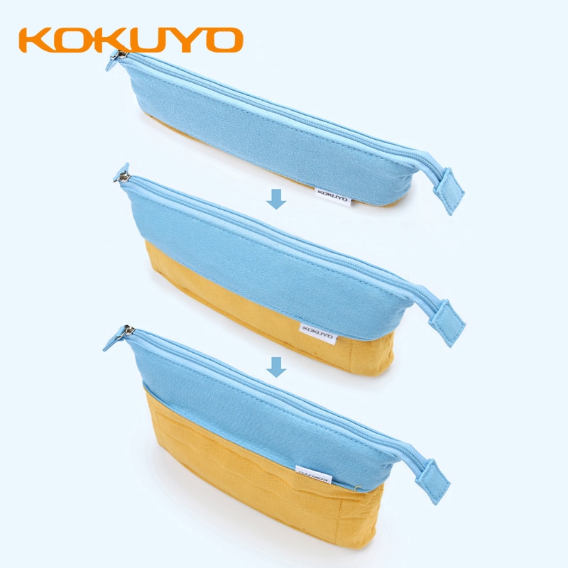 Kawaii KOKUYO NOVITA-Oil Tri-fold Canvas Pencil Case Large Capacity Multifunctional Stationery School Supplies