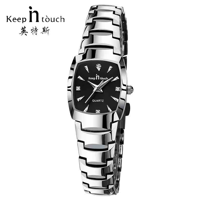 HOUDEN IN TOUCH Vierkante Vrouwen Horloges Strass Quartz Horloge Vrouwen Luxe Jurk Armband Dameshorloge reloj mujer montre femme: Silver Black Women