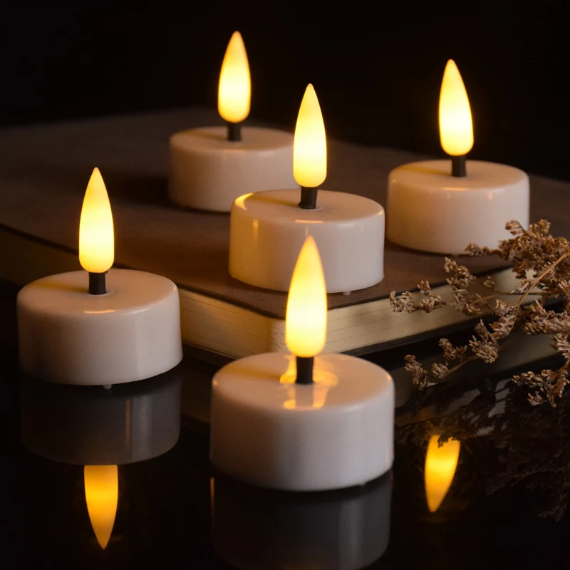 Vela LED parpadeante con batería, luz intermitente sin llama, lámpara de decoración romántica para de boda y cumpleaños, 10/5 Uds.
