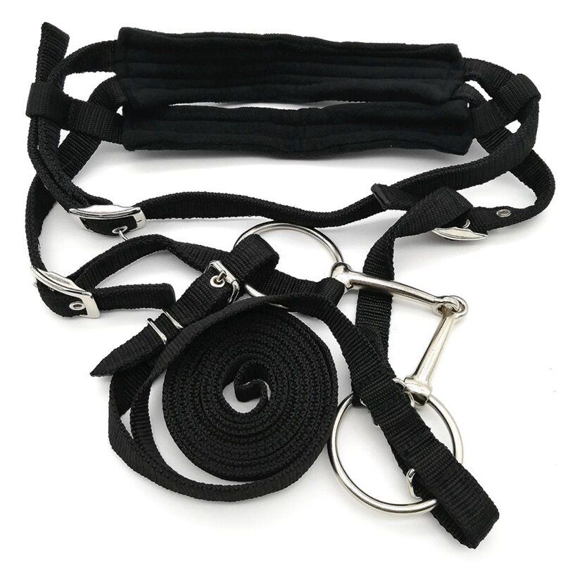 Verstelbare Paardrijden Apparatuur Halter Paard Hoofdstel Met Bit En Rein Riem Voor Paard Paardensport Accessoires Soft Thicken Grote