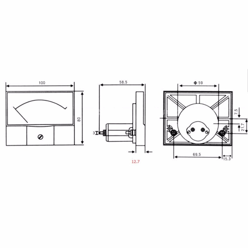 Indicator DC Amperometer Head 44C2 DC 50-0-50uA 100uA Rectangle Analog Panel Ammeter Gauge 100*80mm