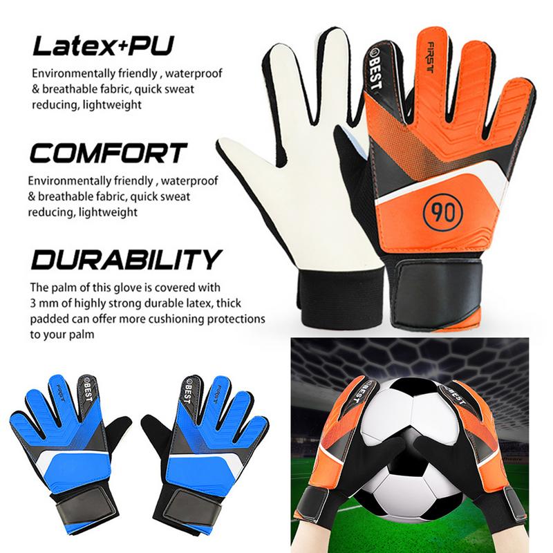 Goalie Handschuhe Für Kinder Jugend Torwart Handschuhe Handgelenk Schutz Nicht-Rutsch Verschleiß-Beständig Latex Fußball Handschuhe für Ausbildung spiel