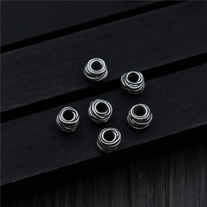 Ornamento di Avvolgimento Mestiere Nero Retrò in Metallo Perline 925 sterlina d'argento Branelli Del Distanziatore per I Braccialetti di Modo Catene Gioielli FAI DA TE Che Fanno