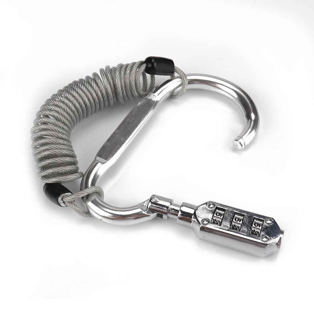 Motorcycle Helmet Lock &amp; Cable Tough Combination PIN Locking Carabiner Device Secures Your Motorbike Bicycle Scooter Crash Hat