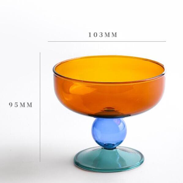 Round Bowl Goblet Dessert Glass Mug S-shaped Cup Stem Ice Cream Bowl Cup Milkshake Dessert Cup Colored Borosilicate Glass: Dark Khaki