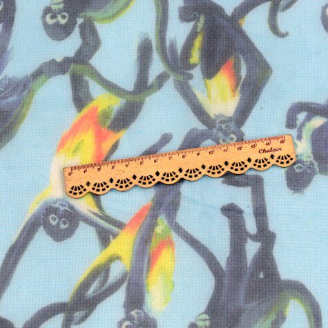 cartoon monkey print on blue silk organza silk fabric 10momme 55" width by yard,SOZ026