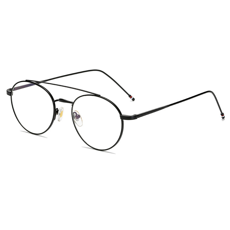 Seemfly Ultralight Round Frame Glasses Frame Women&amp;Men Retro Metal Frame Optical Computer Eyeglasses Decorative Glasses: black