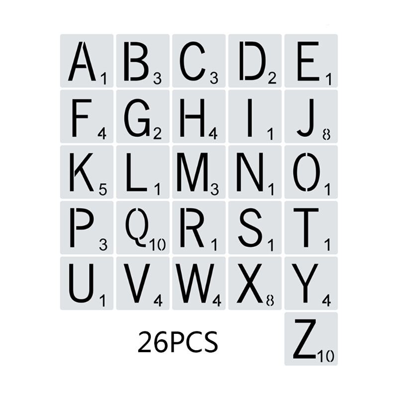 26pcs/set Alphabet Letters Stencils Drawing Template DIY Painting Scrapbooking: B